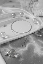 Load image into Gallery viewer, [Aespa NingNing Necklace] Upside Down Crescent Moon Rhinestone Chain Choker Layered Necklace - Silver