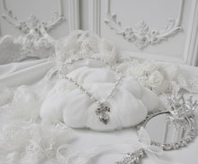 Load image into Gallery viewer, [Red Velvet Irene Necklace] Coquette Ribbon and Heart Locket Pearl Choker - Silver Color