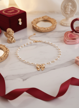 Load image into Gallery viewer, Adorable Ribbon Pearl Choker - Gold Color