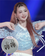 Load image into Gallery viewer, [Hearts2Hearts Ana Earrings] Adorable Ribbon Huggies Earrings - Silver