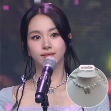 Load image into Gallery viewer, [TWICE Chaeyoung Necklace] Adorable Ribbon Pearl Choker - Silver Color
