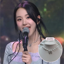 Load image into Gallery viewer, [TWICE Chaeyoung Necklace] Adorable Ribbon Pearl Choker - Silver ver.