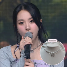Load image into Gallery viewer, [TWICE Chaeyoung Necklace] Adorable Ribbon Pearl Choker - Silver ver.