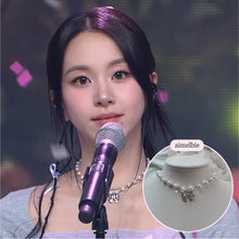 Load image into Gallery viewer, [TWICE Chaeyoung Necklace] Adorable Ribbon Pearl Choker - Silver ver.