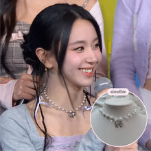 Load image into Gallery viewer, [TWICE Chaeyoung Necklace] Adorable Ribbon Pearl Choker - Silver ver.