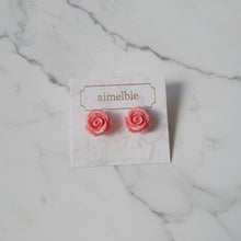 Load image into Gallery viewer, [Hearts2Hearts Ana Earrings] Petit Rose Cabochon Earrings - Pink