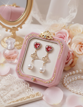 Load image into Gallery viewer, Rosepink Heart Princess Earrings