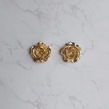 Load image into Gallery viewer, Metal Rose Earrings - Gold Color
