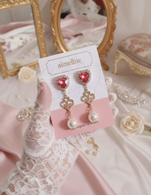 Load image into Gallery viewer, Rosepink Heart Princess Earrings