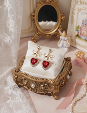 Load image into Gallery viewer, Red Heart and Ribbon Earrings (Momoland Nayun Earrings)