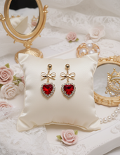 Load image into Gallery viewer, Red Heart and Ribbon Earrings (Momoland Nayun Earrings)