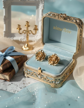 Load image into Gallery viewer, Metal Rose Earrings - Gold Color