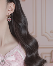 Load image into Gallery viewer, [Jo Yu-ri, IVE Leeseo Earrings] Rosepink Heart and Ribbon Earrings