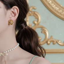 Load image into Gallery viewer, Metal Rose Earrings - Gold Color