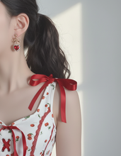 Load image into Gallery viewer, Red Heart and Ribbon Earrings (Momoland Nayun Earrings)