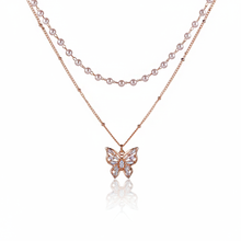 Load image into Gallery viewer, [IU Necklace] Butterfly Fairy Layered Necklace - Rosegold Color