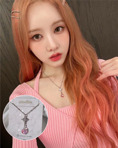 Angelic Heart Crystal Necklace - Pink (STAYC Sumin, Sieun Necklace)