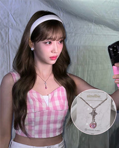 Angelic Heart Crystal Necklace - Pink (STAYC Sumin, Sieun Necklace)