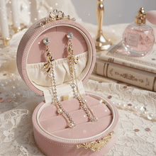 Load image into Gallery viewer, [Kim Sejeong Earrings] Ribbon and Crystal Drops Earrings - Gold