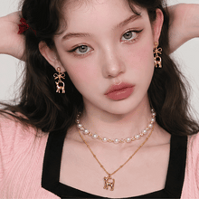 Load image into Gallery viewer, [Anti-tarnish] Kitty Layered Pearl Choker Necklace - Gold Color (Kep1er Yujin Necklace)
