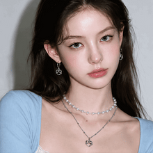 Load image into Gallery viewer, [Anti-tarnish] Pretzel Layered Pearl Choker Necklace - Silver ver. (Momoland Jooe Necklace)