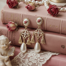 Load image into Gallery viewer, Vintage Rose Garden Earrings - Chandelier Version (fromis_9 Jisun Earrings)