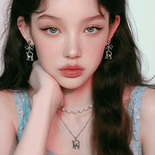 Load image into Gallery viewer, Kitty Layered Pearl Choker Necklace -Silver Color