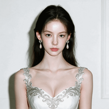 Load image into Gallery viewer, Ethnic Button and Long Pearl Earrings - Silver
