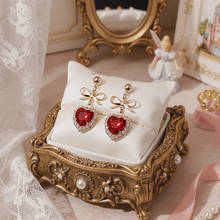 Load image into Gallery viewer, Red Heart and Ribbon Earrings (Momoland Nayun Earrings)