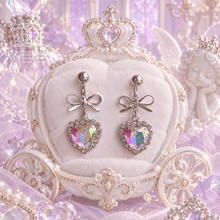 Load image into Gallery viewer, Rainbow Heart and Ribbon Earrings (STAYC Isa, Lovelyz Jiae Earrings)