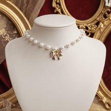 Load image into Gallery viewer, Adorable Ribbon Pearl Choker - Gold Color