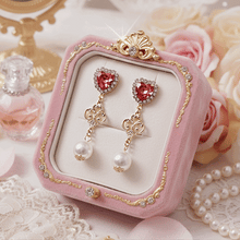 Load image into Gallery viewer, Rosepink Heart Princess Earrings