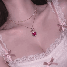 Load image into Gallery viewer, Rosepink Heart Princess Layered Necklace - Gold Color (STAYC Seeun Necklace)