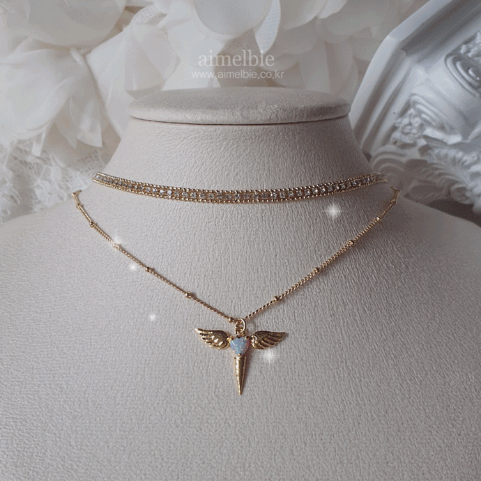 Angelic Wand Layered Necklace - Gold