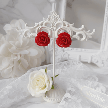 Load image into Gallery viewer, [Kwon Eunbi Earrings] Petit Rose Cabochon Earrings - Red