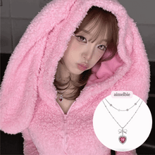 Load image into Gallery viewer, [Choi Yena Necklace] Rosepink Heart Princess Layered Necklace - Silver Color