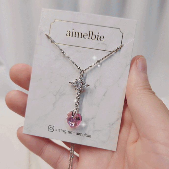 Angelic Heart Crystal Necklace - Pink (STAYC Sumin Necklace)