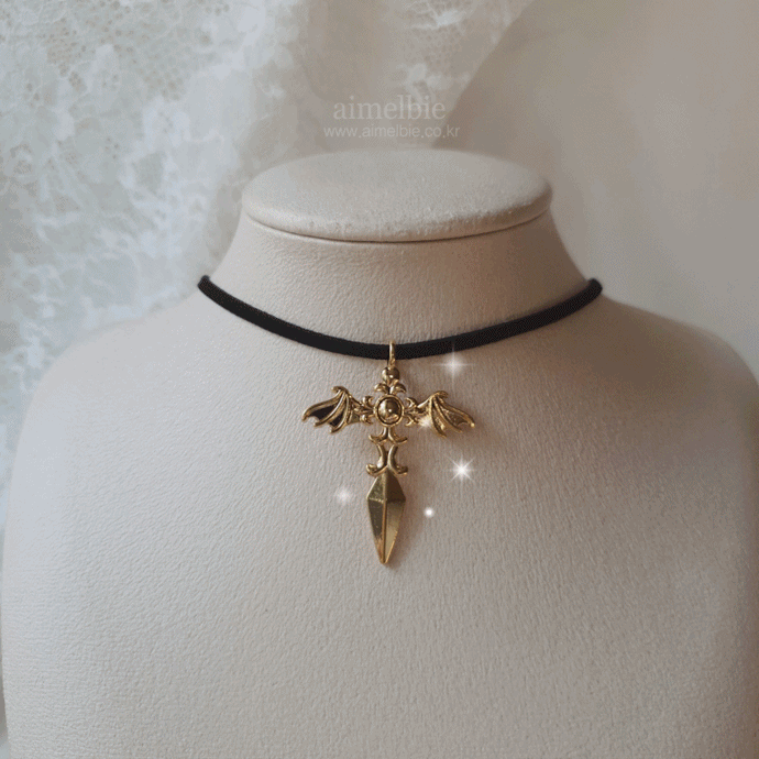 Angelic Sword Cross Choker - Gold