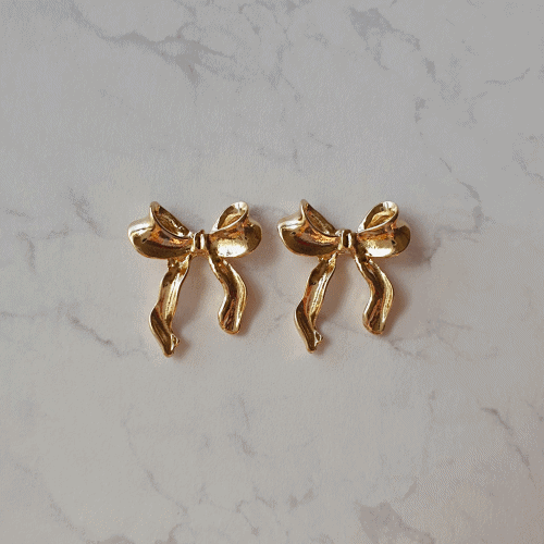 Ballerina Ribbon Earrings - Gold Color