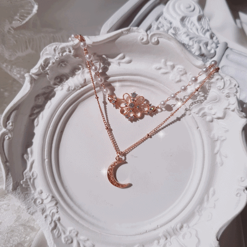 Art Nouveau Moon - necklace - Rosegold ver. – aimelbie