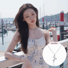 Load image into Gallery viewer, [BABYMONSTER Rora Necklace] Serene Ribbon Necklace - Silver Color