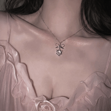 Load image into Gallery viewer, [NMIXX Sullyoon Necklace] Dainty Ribbon and Heart Collarbone Necklace - Silver Color