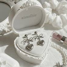 Load image into Gallery viewer, [NMIXX Jiwoo Earrings] Vintage Silver Heart Earrings