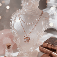 Load image into Gallery viewer, [IU Necklace] Butterfly Fairy Layered Necklace - Rosegold Color
