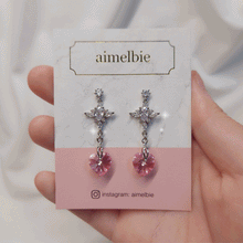 Load image into Gallery viewer, Angelic Heart Crystal Earrings - Pink (STAYC Sumin Earrings)
