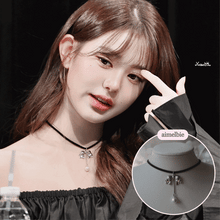 Load image into Gallery viewer, [IVE Wonyoung Necklace] Romantic Bow and Pearl Drop Choker - Silver Color