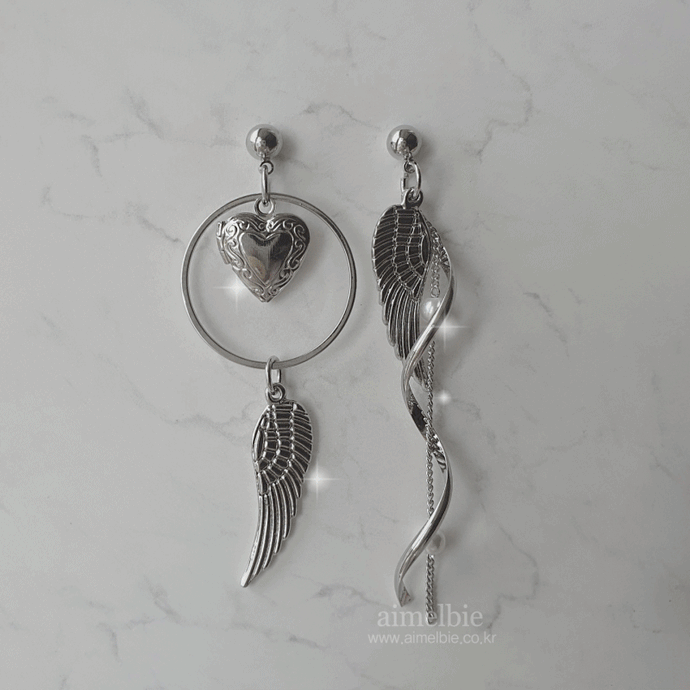 Love Silver Angel Earrings