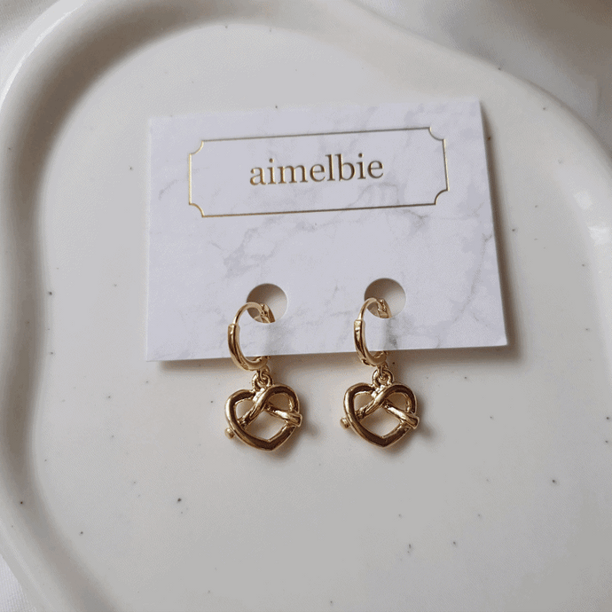 Pretzel Huggies Earrings - Gold Color