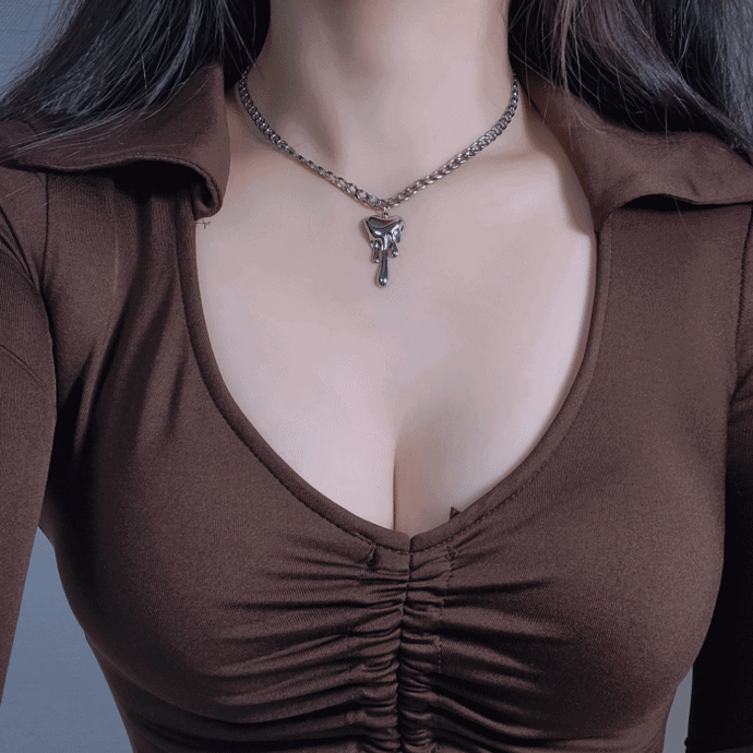 [NMIXX Bae Necklace] Melting Heart Surgical Chain Necklace