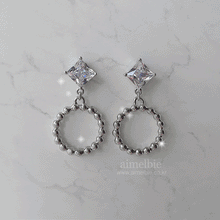 Load image into Gallery viewer, Diamond and Silver Ring Earrings